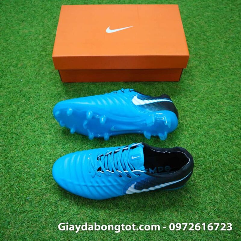 Giày đá bóng Nike Tiempo Legend VII lười gà liền màu xanh dương gót đen (2)