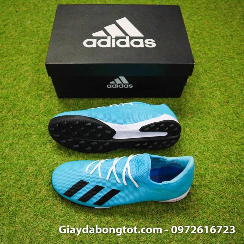 Giày sân cỏ nhân tạo Adidas X19.3 TF màu xanh dương nhạt vạch đen (2)
