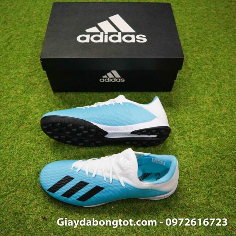 Giay bong da Adidas sieu nhe Adidas X19.3 TF trang xanh duong nhat (2)