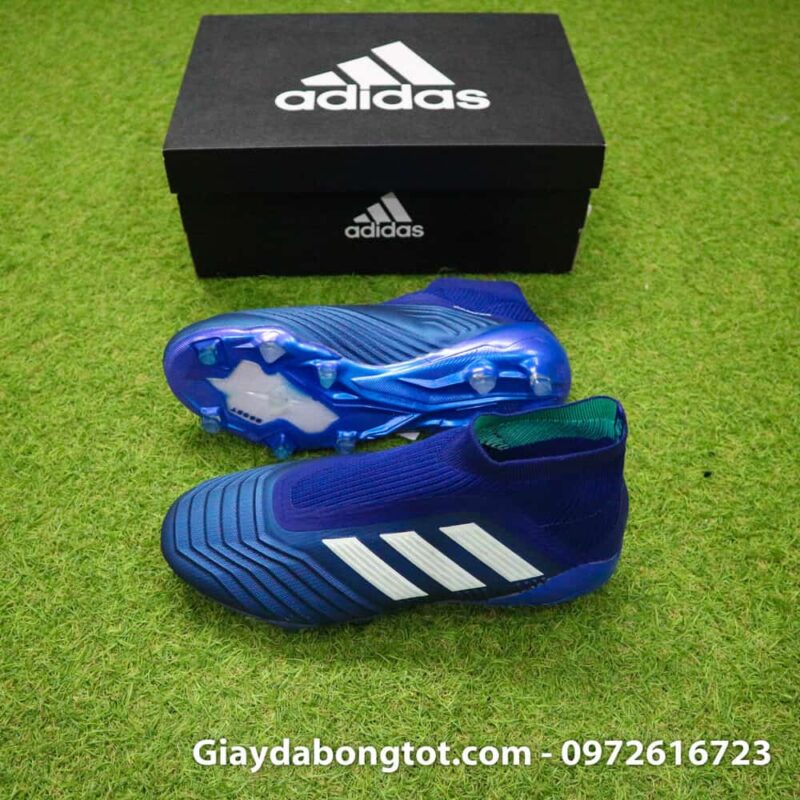Giay da banh khong day Adidas Predator 18+ FG xanh duong 2019 (2)