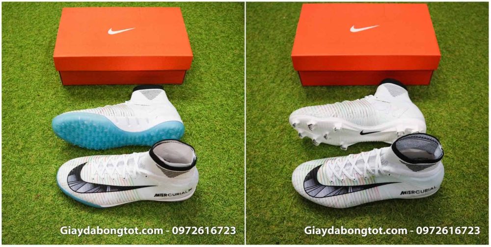 Giày đá bóng cao cổ đinh thấp TF, IC có form giày không thon gọn bằng giày đinh cao FG, AG