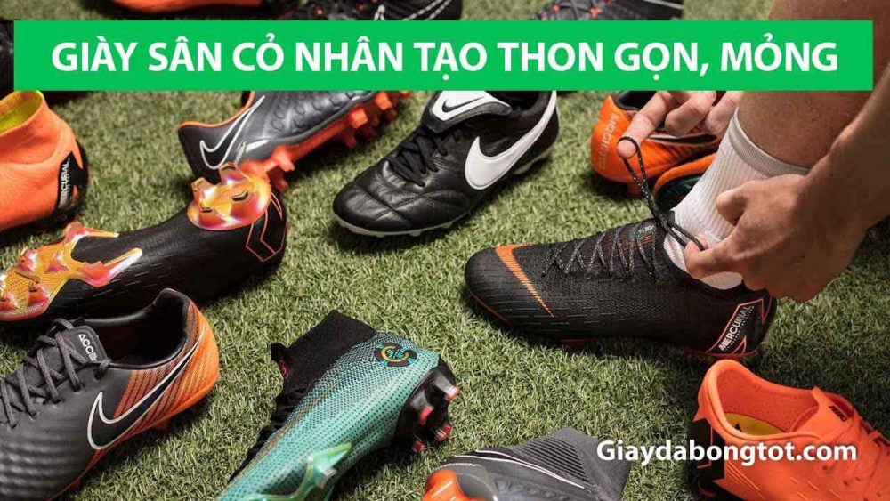 Giay da bong san co nhan tao de thon gon mong