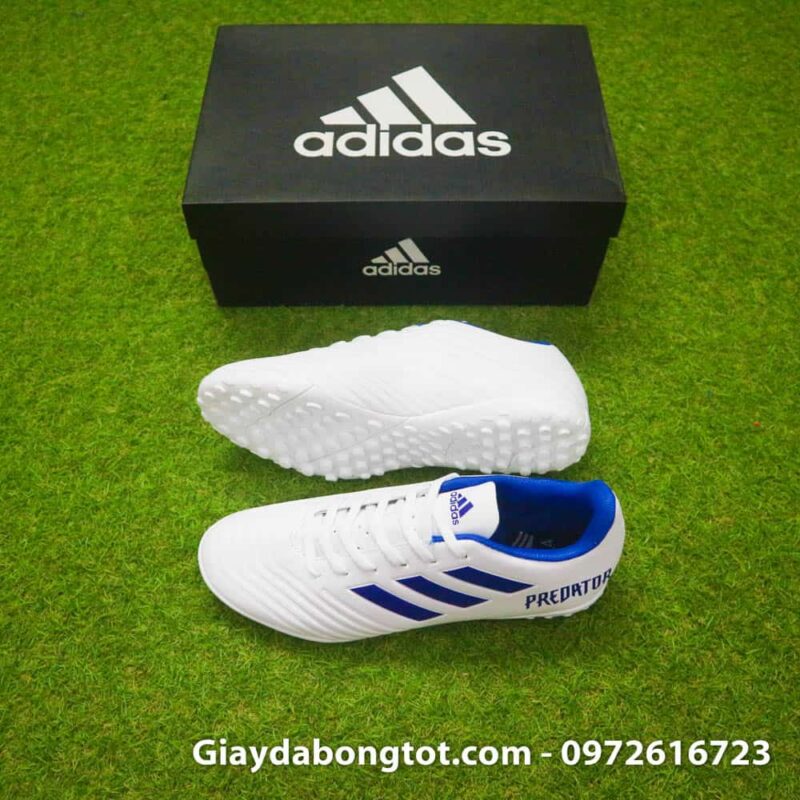 Giay da bong mau trang Adidas Predator 19.4 TF vach xanh (2)