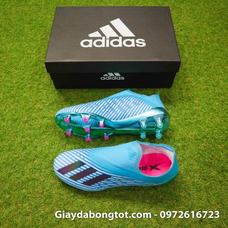 Giay da bong khong day Adidas X19+ FG mau xanh duong nhat Van Hau (2)