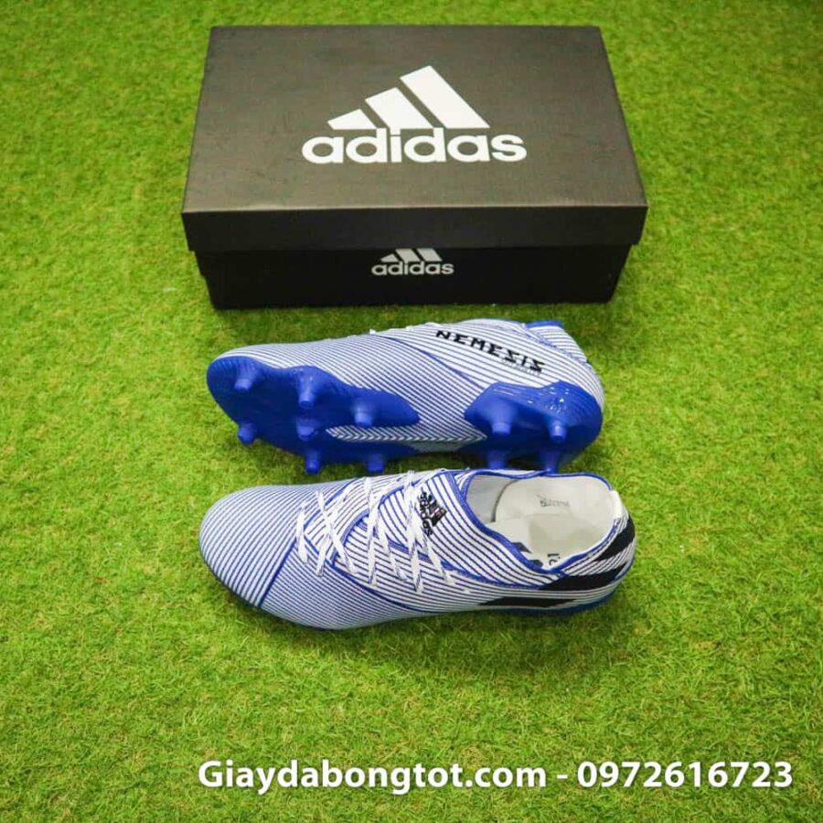 Giay bong da Adidas Nemeziz 19.1 FG trang soc xanh 2019 (1)