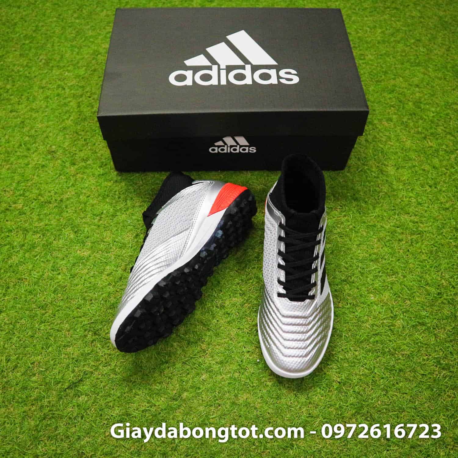 Giày đá banh sân cỏ nhân tạo Adidas Predator 19.3 màu bạc có size từ 35-45