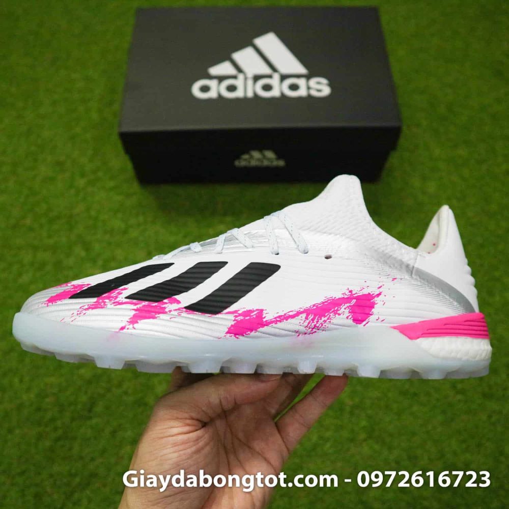 Giay da banh Adidas X19.1 TF trang hong vach den 2019 (12)
