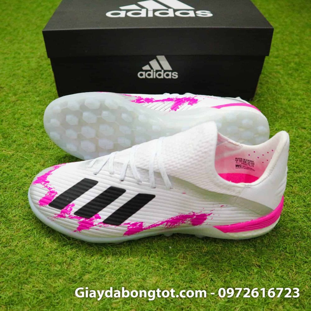 Giay da banh Adidas X19.1 TF trang hong vach den 2019 (3)
