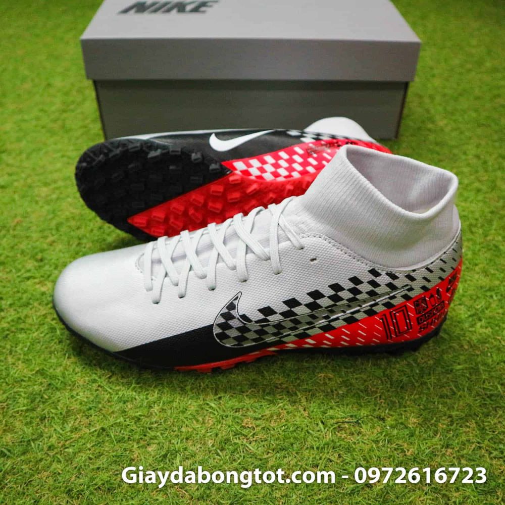 Giày Nike cao cổ Neymar Mercurial Superfly 7 Academy TF xám đỏ đen Giay da bong Nike cao co Neymar Mercurial Superfly 7 Academy TF xam do den (3)