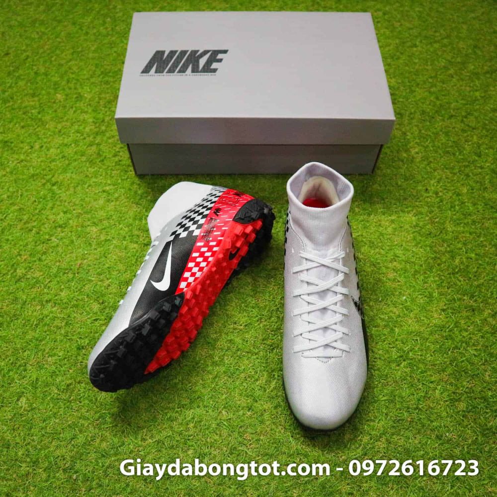 Giay da bong Nike cao co Neymar Mercurial Superfly 7 Academy TF xam do den (5)