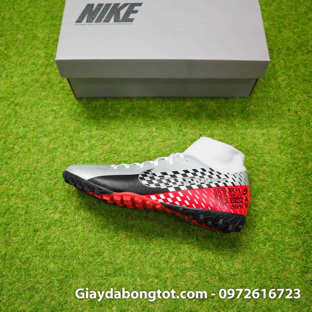 Giày đá bóng Nike cao cổ Neymar Mercurial Superfly 7 Academy TF xám đỏ đen Giay da bong Nike cao co Neymar Mercurial Superfly 7 Academy TF xam do den (8)