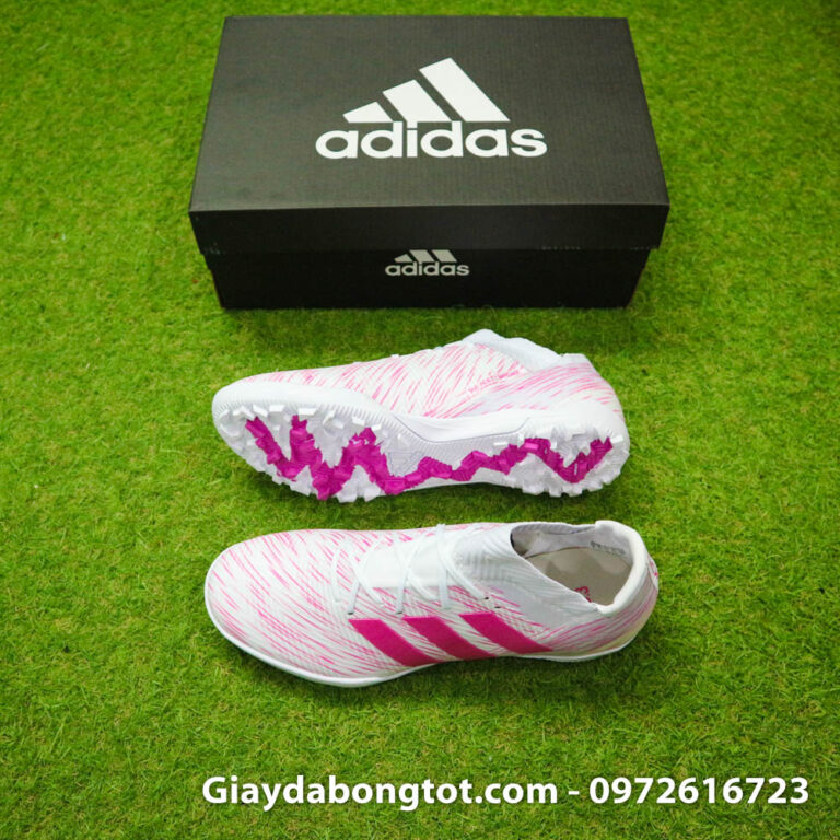 Giày đá bóng Adidas Nemeziz 18.3 TF Trắng hồng da vải