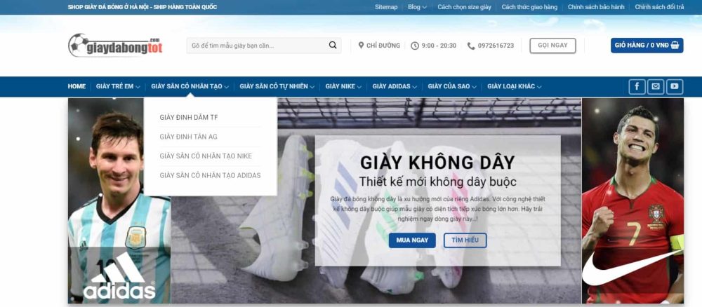 Chỉ con trỏ chuột vào danh mục sản phẩm bạn cần