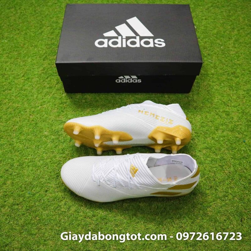Giày đá bóng đinh cao Adidas Nemeziz 19.1 FG trắng vạch vàng