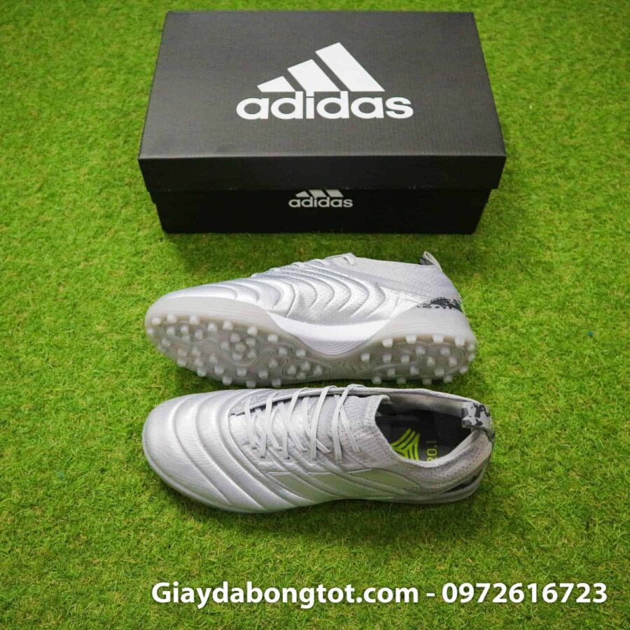 Giày đá banh sân cỏ nhân tạo êm chân Adidas Predator 19.1 TF màu bạc