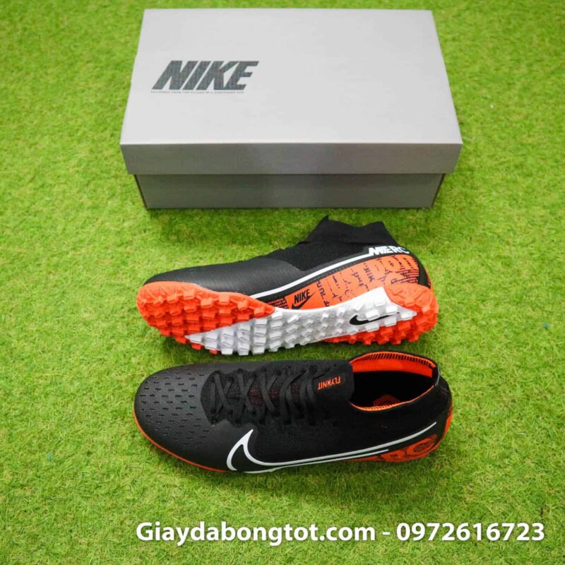 Giày bóng đá sân cỏ nhân tạo cổ cao Nike Mercurial Superfly 7 TF da vải đen cam