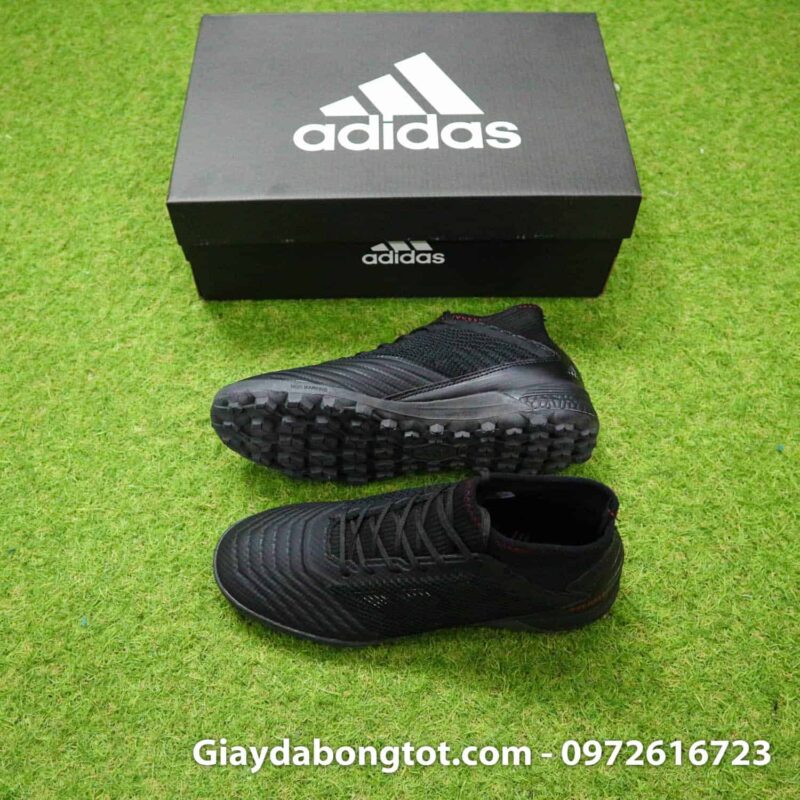Giày đá bóng sân cỏ nhân tạo đế êm Adidas Predator 19.3 TF đen full toàn thân