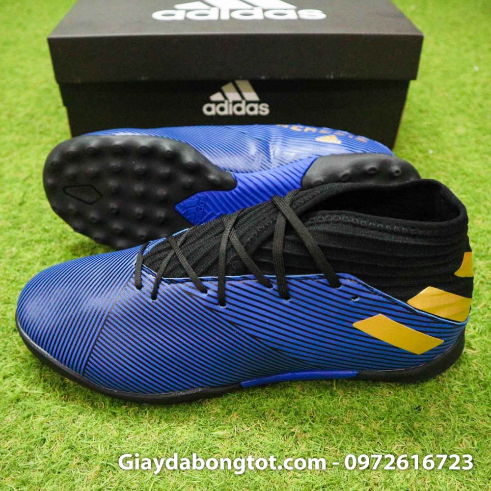 Giay Adidas Nemeziz 19.3 TF xanh dam vach vang co cao (3)