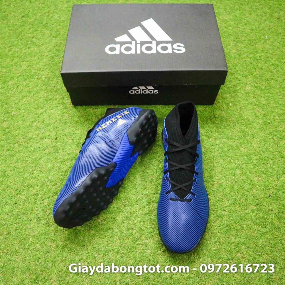 Giay Adidas Nemeziz 19.3 TF xanh dam vach vang co cao (5)
