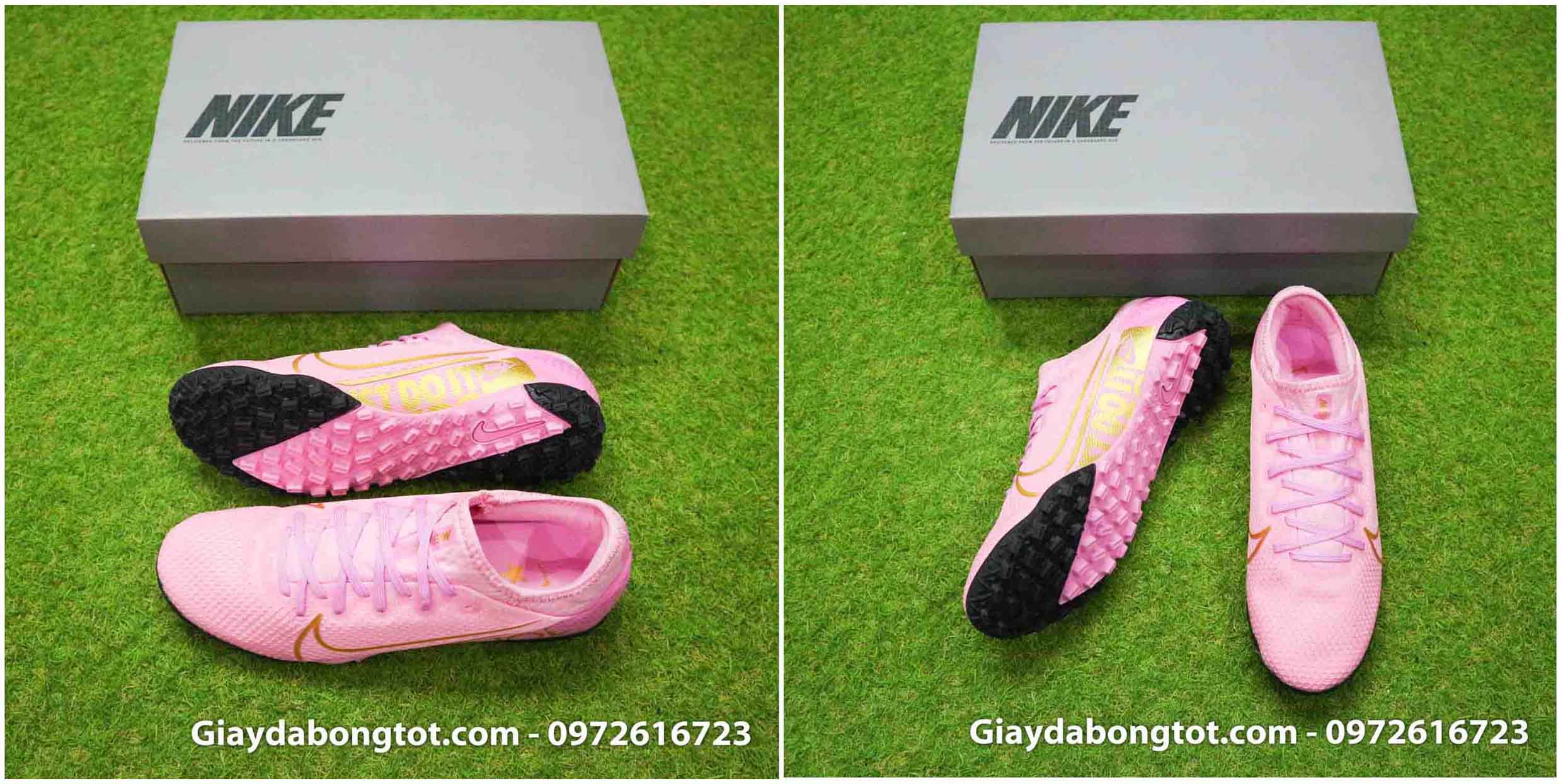 Giày đá banh sân cỏ nhân tạo Nike màu hồng cực kỳ cá tính