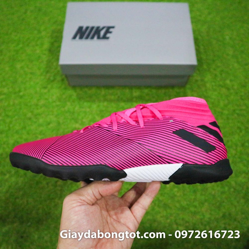 Giay da bong chan be adidas nemeziz 19 tf hong vach den (11)
