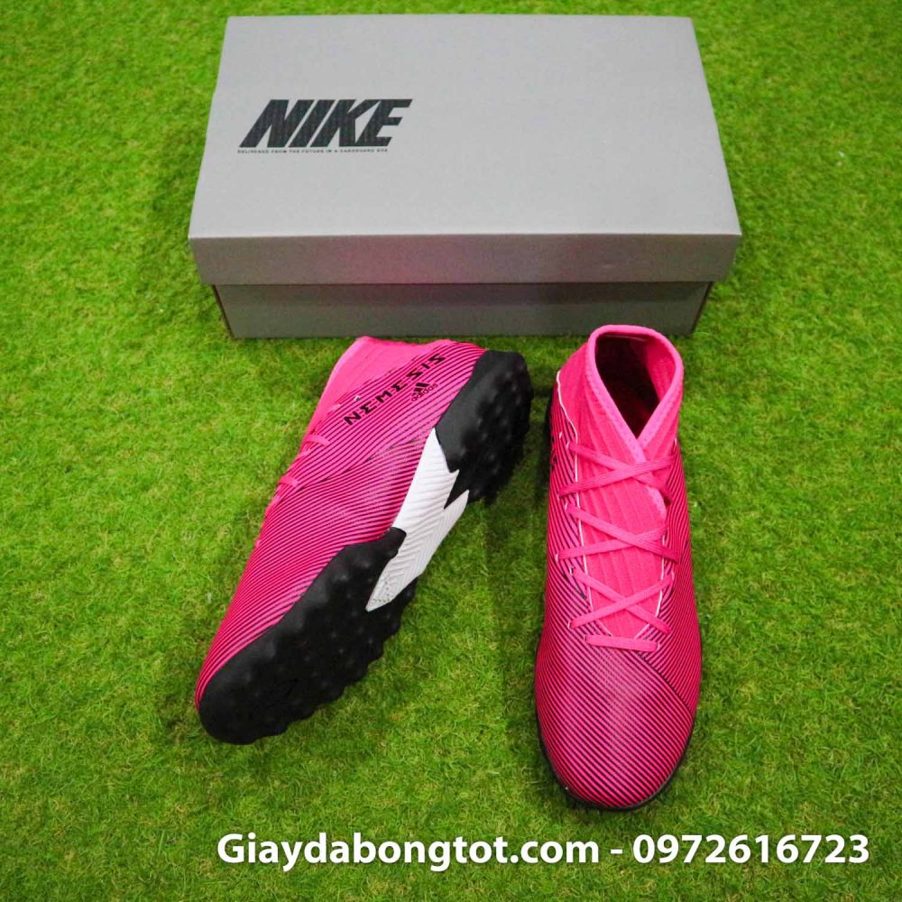 Giay da bong chan be adidas nemeziz 19 tf hong vach den (5)