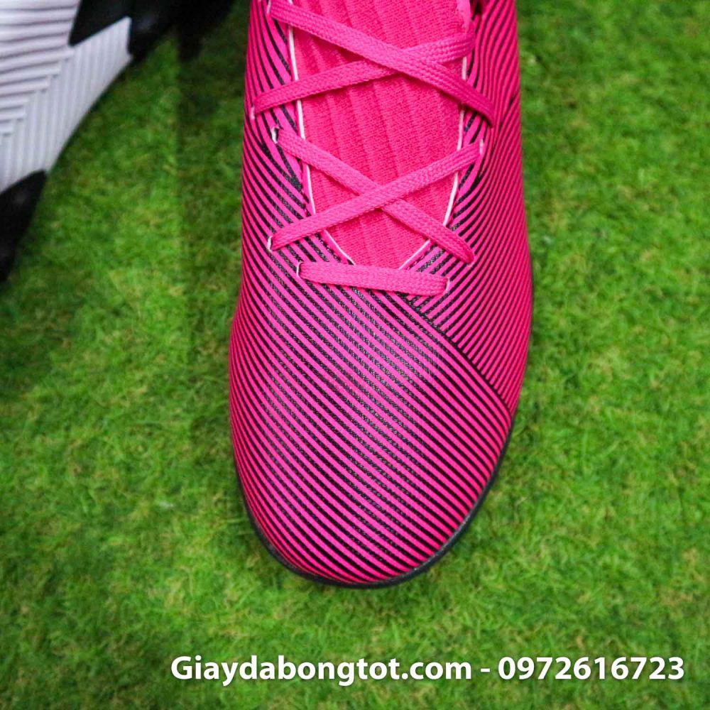 Giay da bong chan be adidas nemeziz 19 tf hong vach den (7)