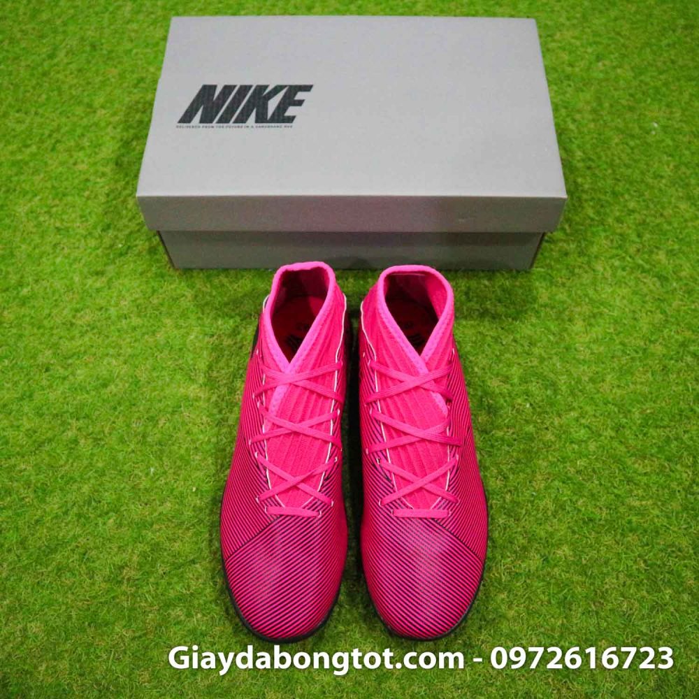 Giay da bong chan be adidas nemeziz 19 tf hong vach den (8)