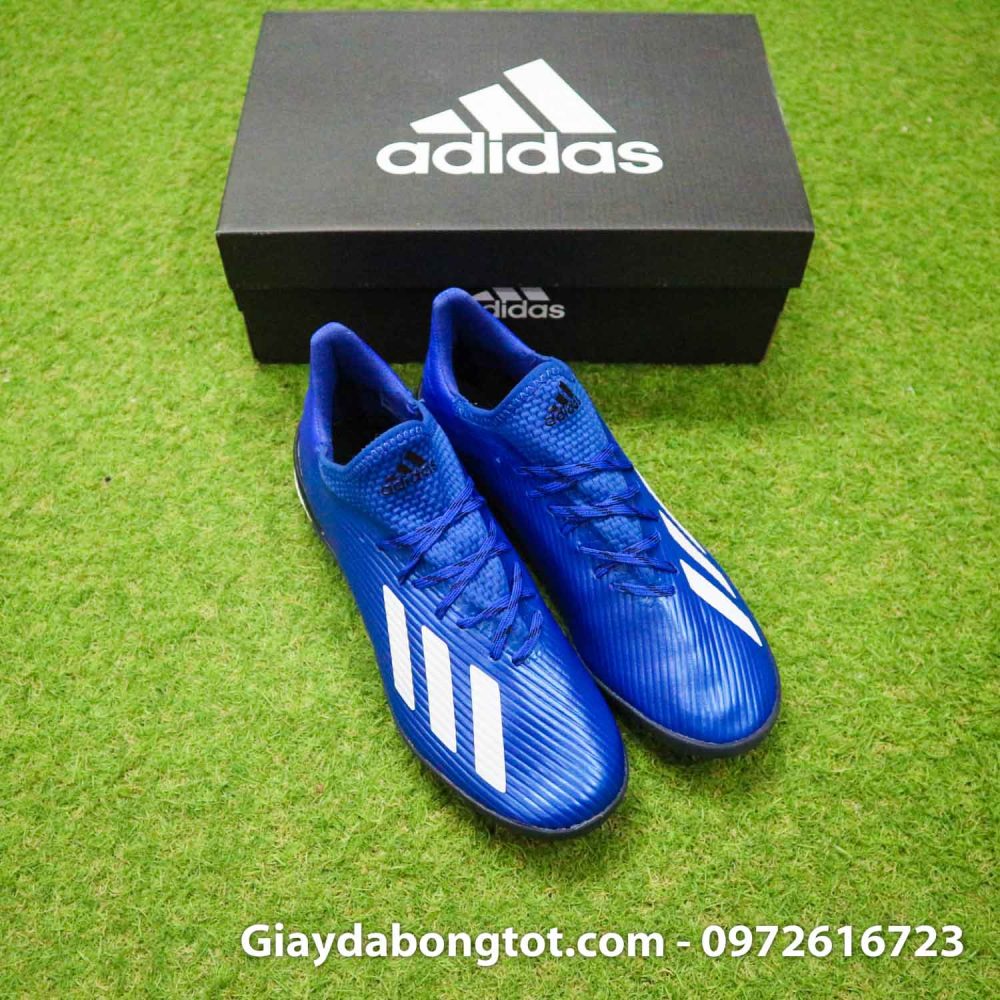 Giay bong da adidas x 19 1 xanh duong dam vach trang (9)