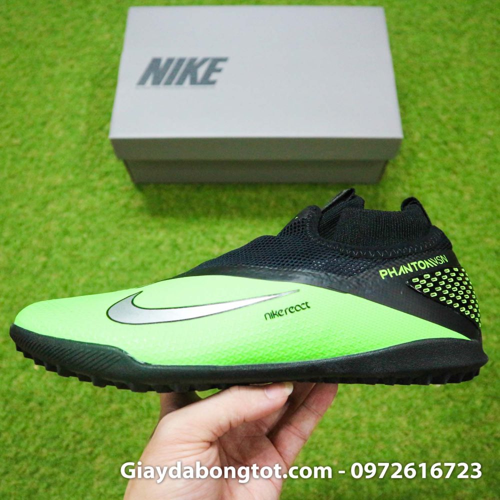 Giay da banh nike phantom vsn 2 pro tf xanh la den che day (11)