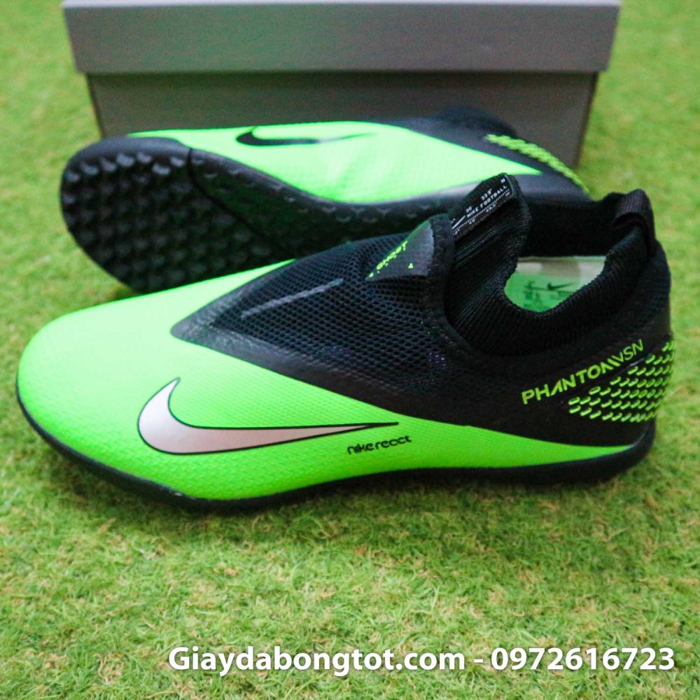 Giay da banh nike phantom vsn 2 pro tf xanh la den che day (3)