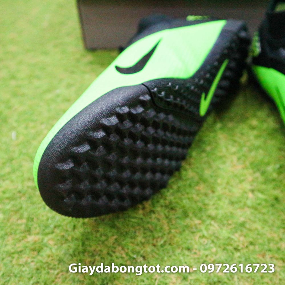 Giay da banh nike phantom vsn 2 pro tf xanh la den che day (6)