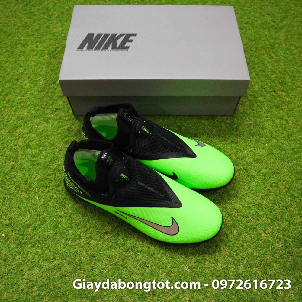 Giay da banh nike phantom vsn 2 pro tf xanh la den che day (8)