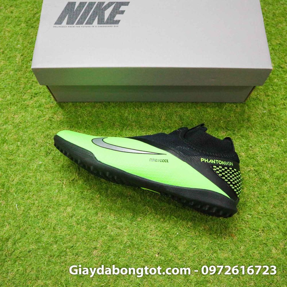 Giay da banh nike phantom vsn 2 pro tf xanh la den che day (9)