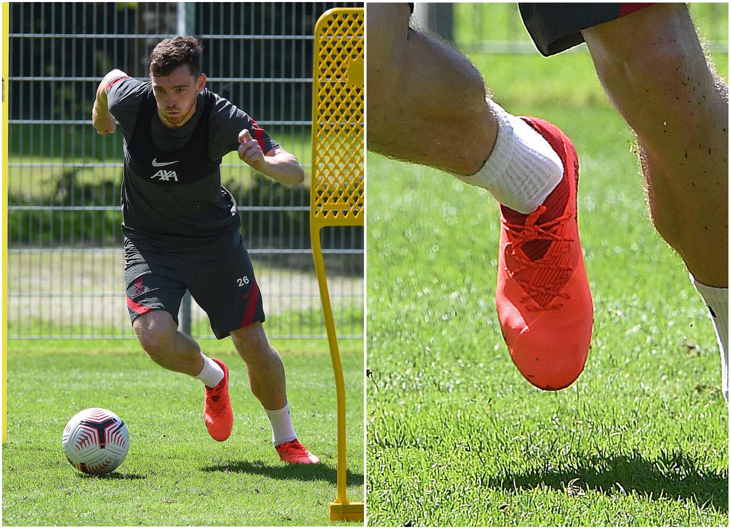 Cầu thủ Andy Roberston sử dụng giày Adidas Nemeziz 19.1 FG màu cam mới nhất