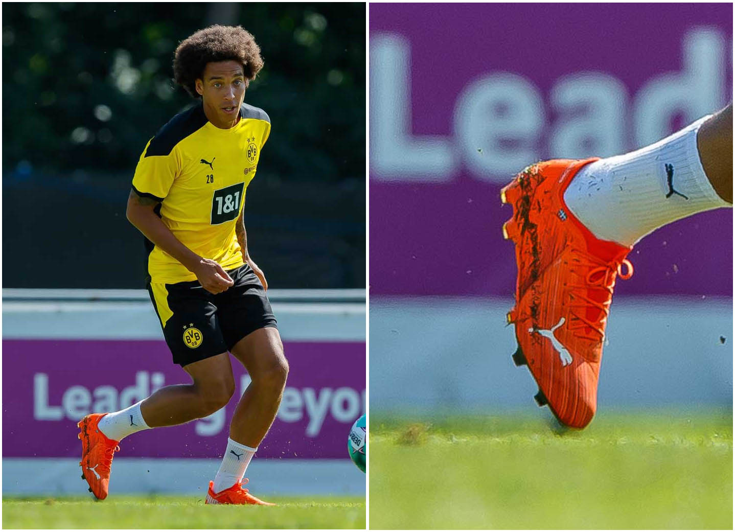 Axel Witsel (Borussia Dortmund) sử dụng giày đá bóng siêu nhẹ Puma Ultra 1.1 màu cam