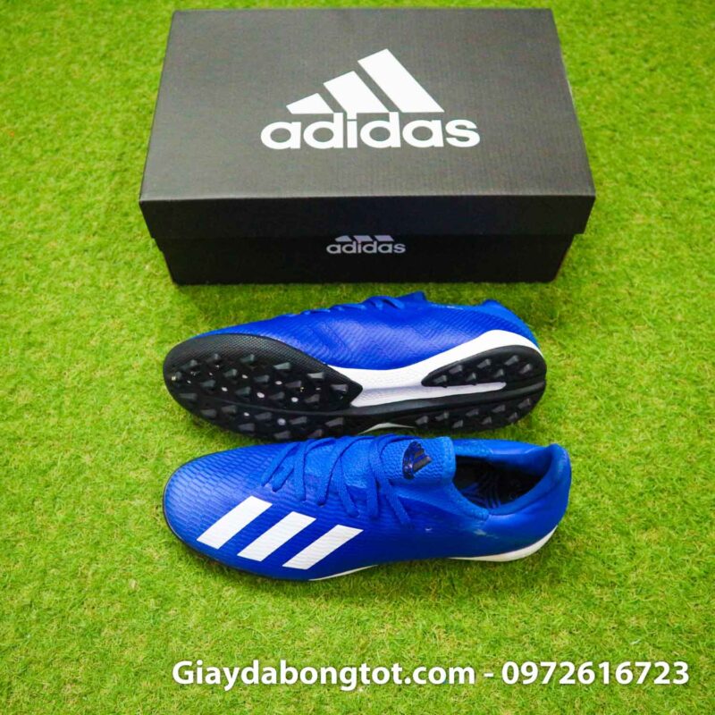 Giay da banh adidas x19.3 tf xanh duong dam vach trang (2)