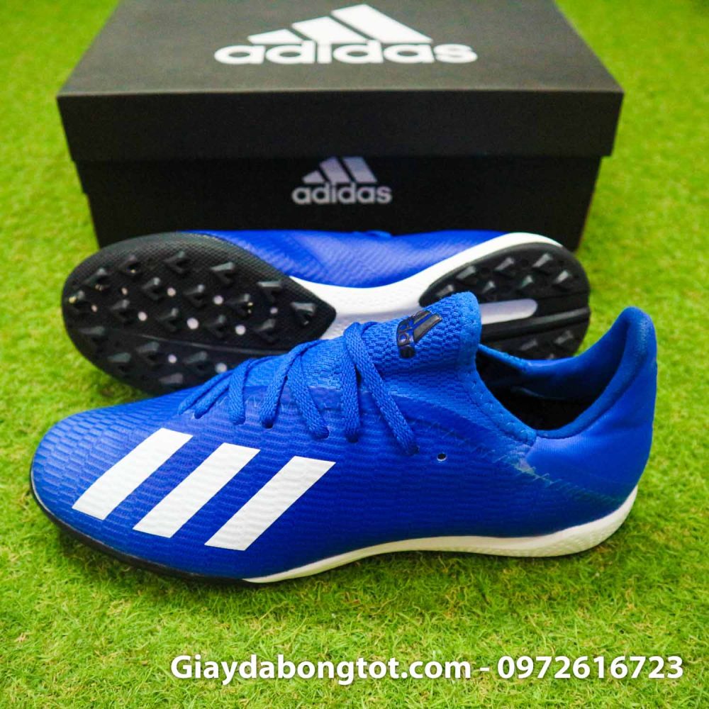 Giay da banh adidas x19.3 tf xanh duong dam vach trang (3)