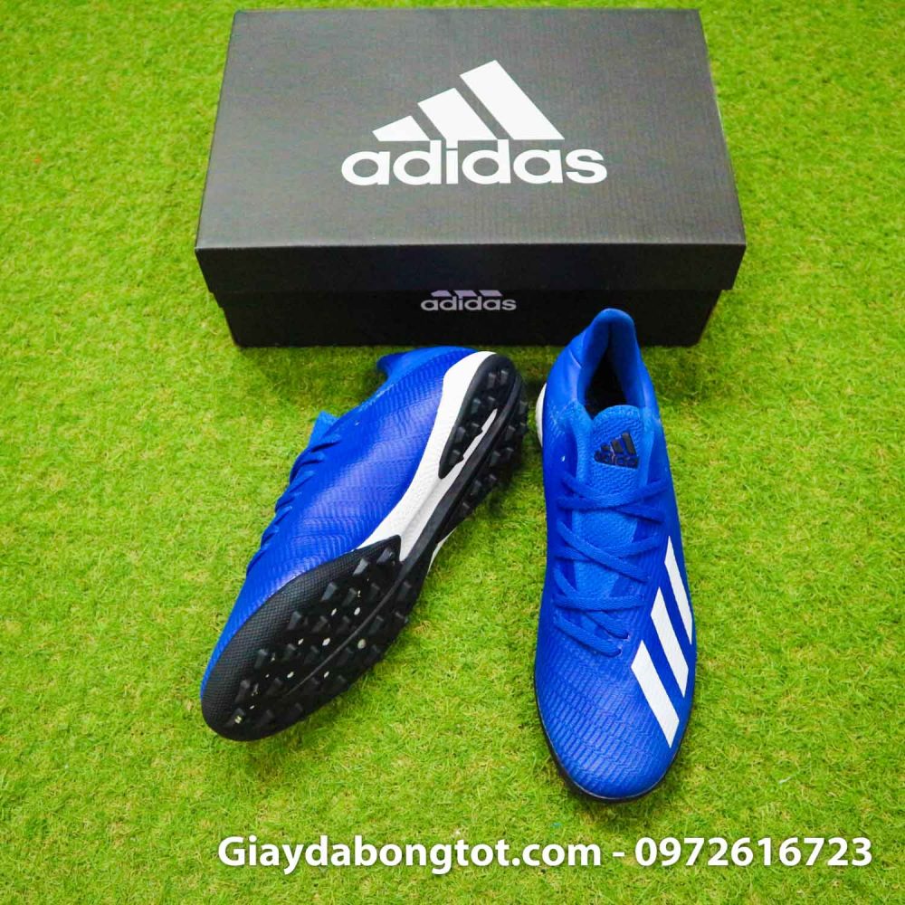 Giay da banh adidas x19.3 tf xanh duong dam vach trang (5)