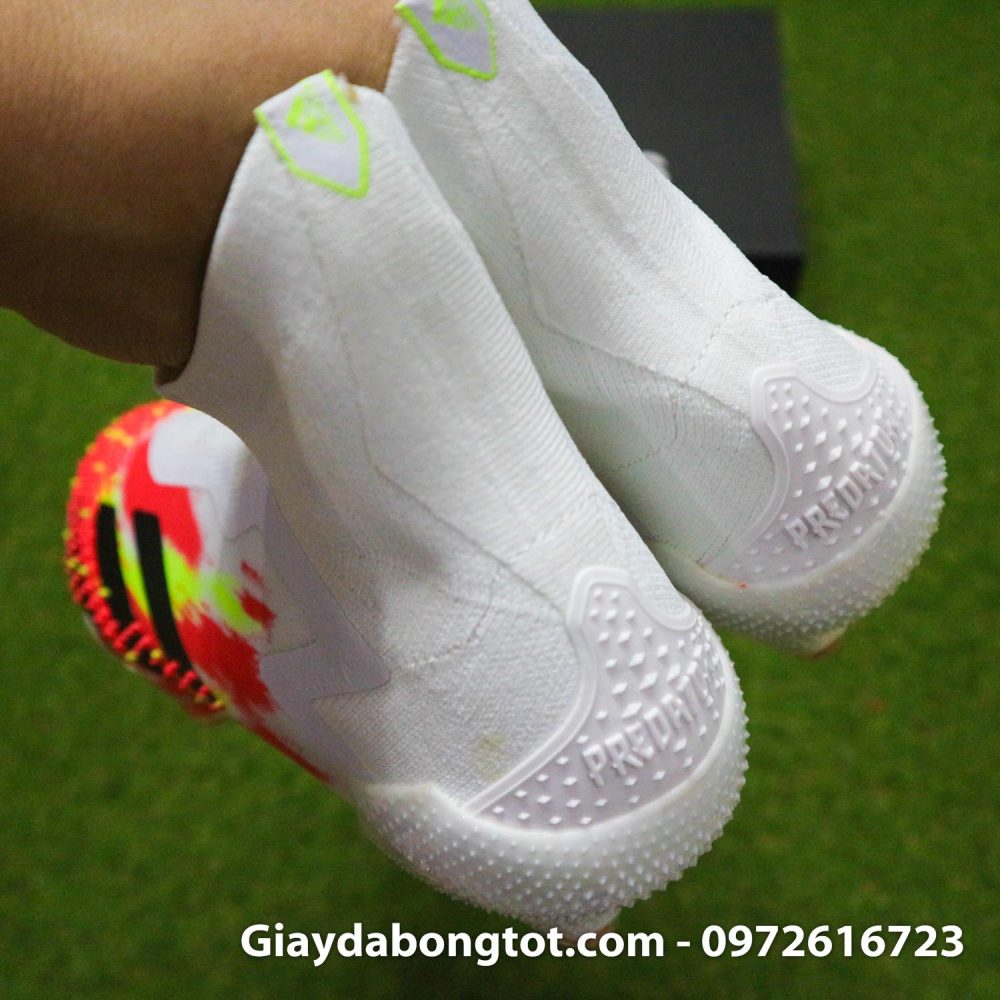 Giay da banh khong day adidas predator 20+ fg trang cam vach den (1)