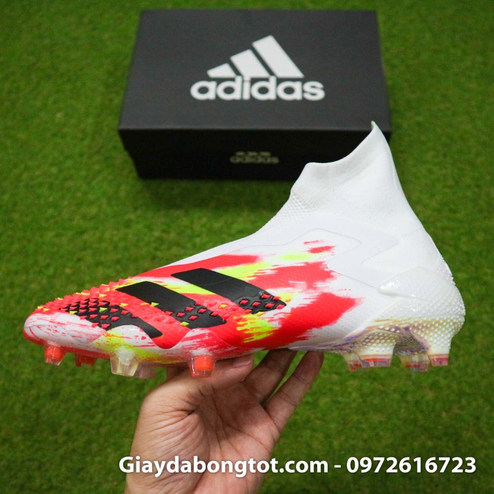 Giay da banh khong day adidas predator 20+ fg trang cam vach den (12)