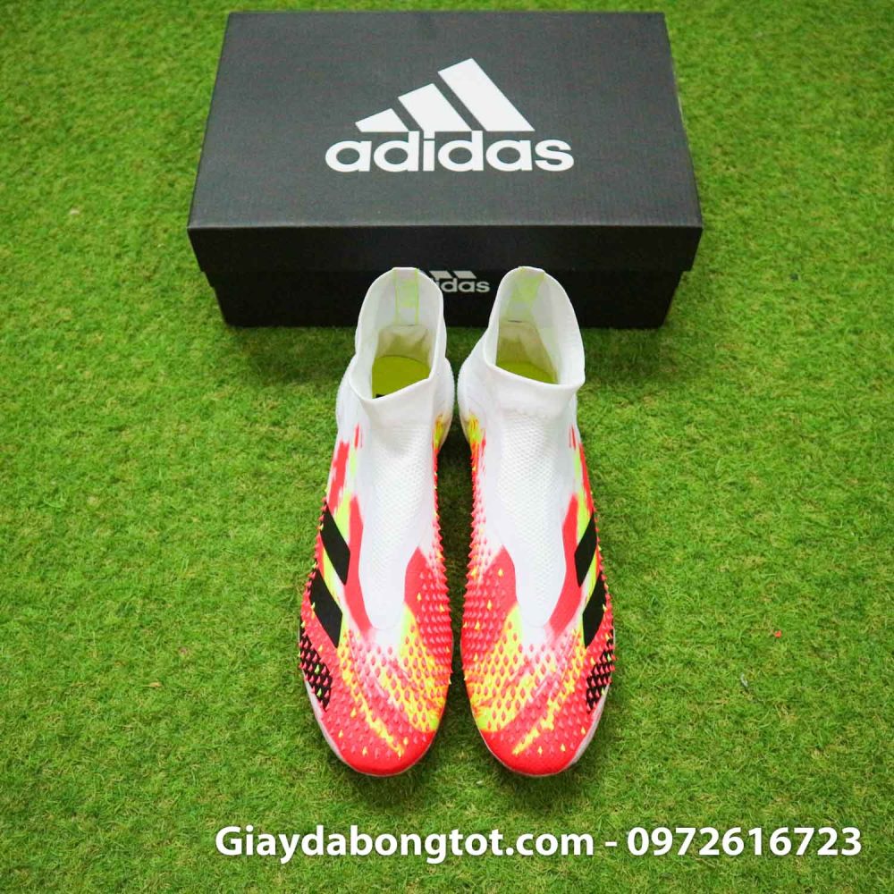 Giay da banh khong day adidas predator 20+ fg trang cam vach den (8)