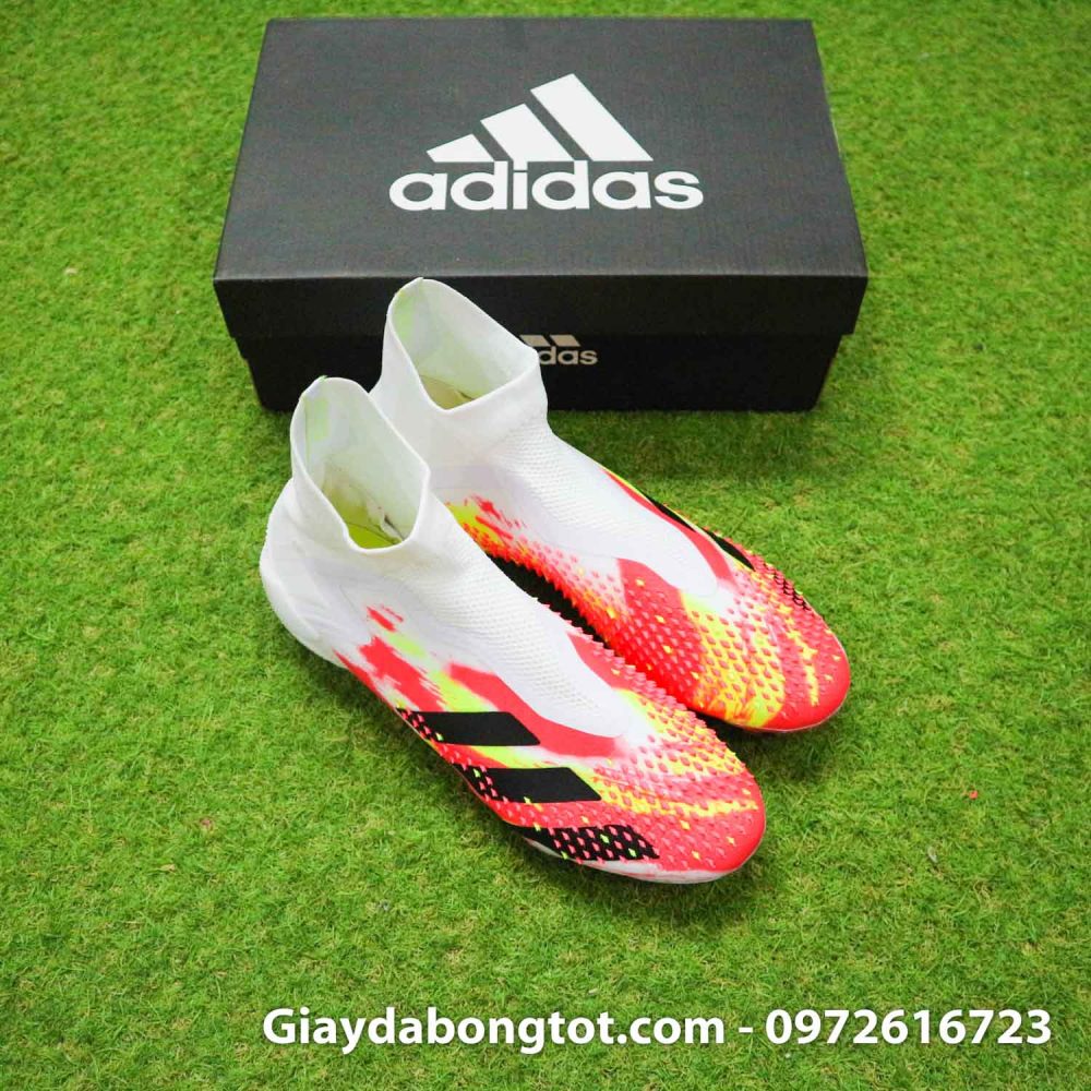 Giay da banh khong day adidas predator 20+ fg trang cam vach den (9)