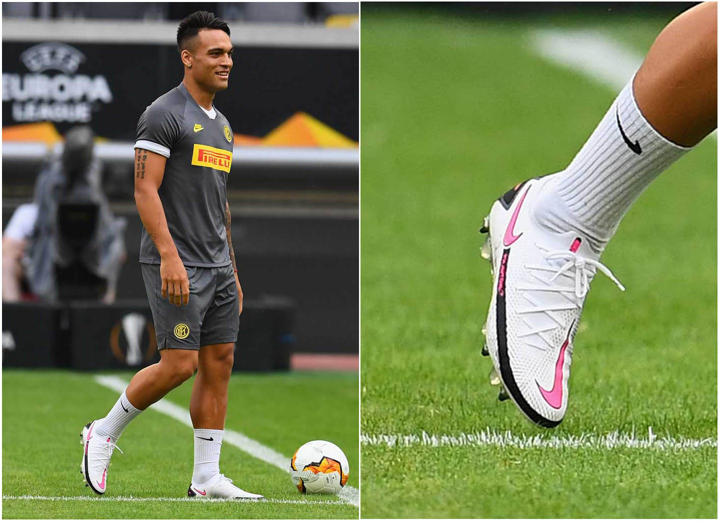 Lautaro Martinez sử dụng giày đá banh Nike Phantom GT bản cổ thấp màu trắng