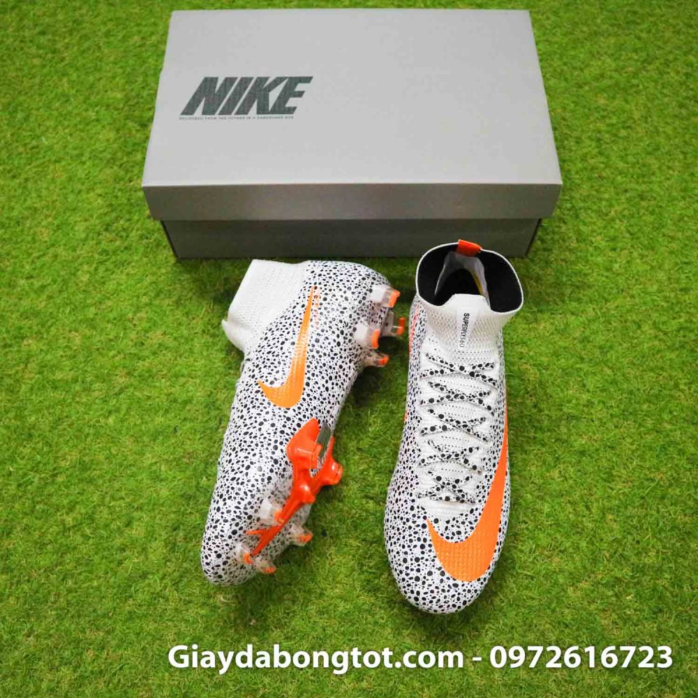 Giay bong da nike mercurial superfly 7 elite fg safari cr7 den trang (5)
