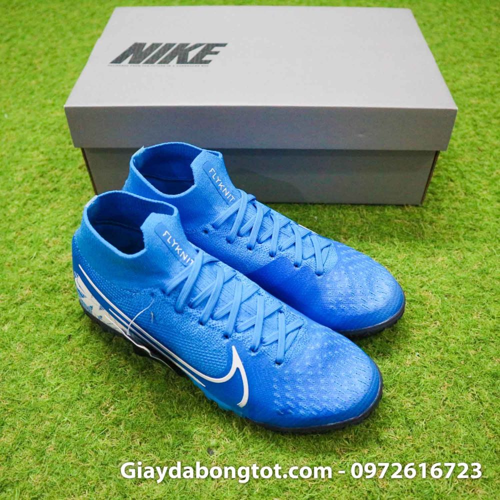 Giay da banh co cao nike mercurial superfly 7 tf xanh duong (10)