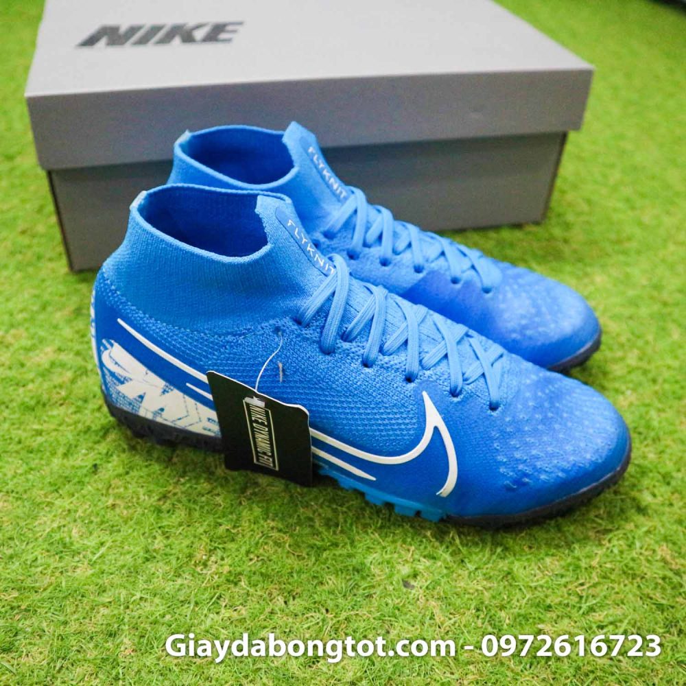 Giay da banh co cao nike mercurial superfly 7 tf xanh duong (11)