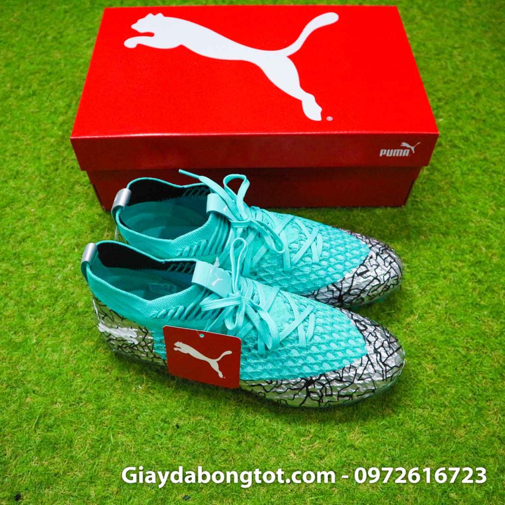 Giay bong da puma future 5.1 future netfit xanh nhat bac (10)
