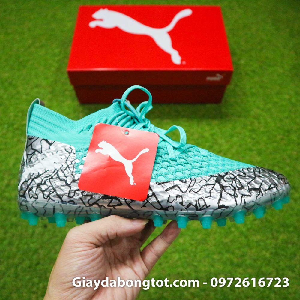Giay bong da puma future 5.1 future netfit xanh nhat bac (11)