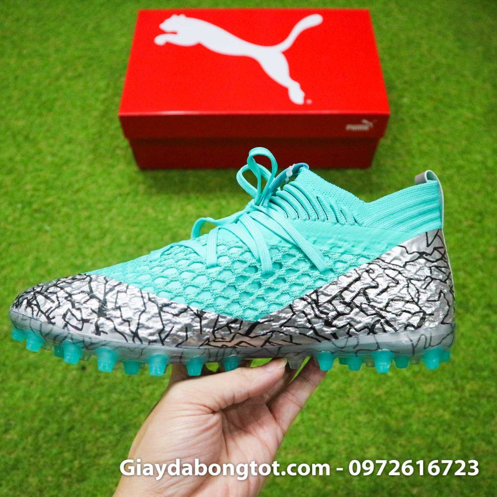 Giay bong da puma future 5.1 future netfit xanh nhat bac (12)